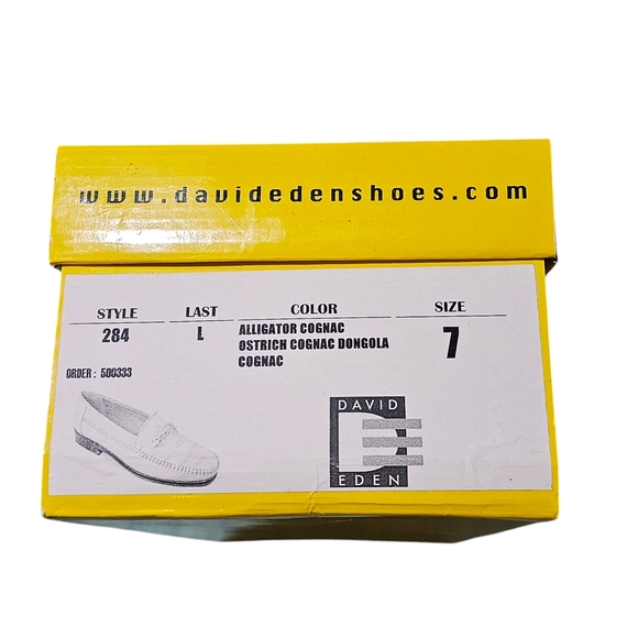 DAVID EDEN SHOES Alligator/Ostrich Cognac Loafers Mens Size 7 - Picture 11 of 11